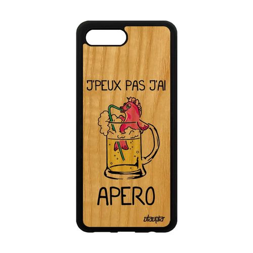 Coque J'peux Pas J'ai Apero Honor 10 En Bois Et Silicone Biere Bd Rose Portable