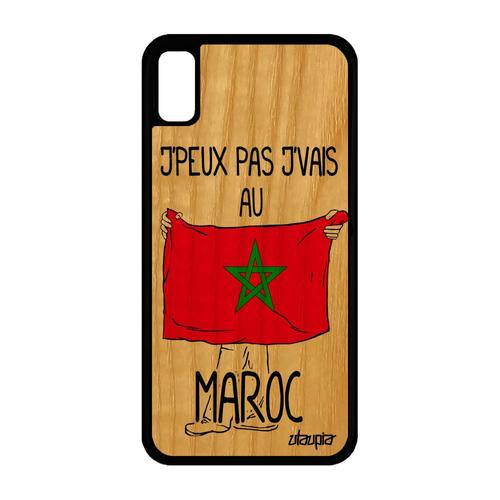 Coque Bois Iphone Xr Silicone J'peux Pas J'vais Au Maroc Drapeau Marocain Iphone Xr