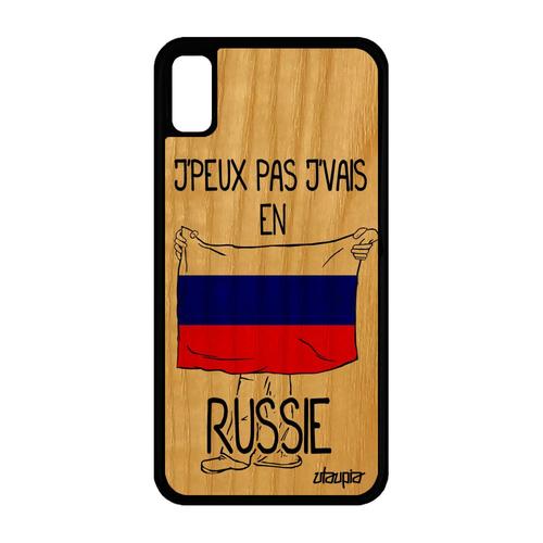 Coque Silicone Iphone Xr Bois J'peux Pas J'vais En Russie Drapeau Russe De Iphone Xr