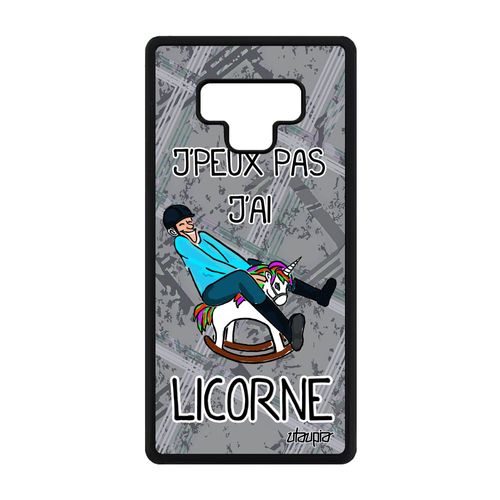 Coque Samsung Galaxy Note 9 Silicone Je Peux Pas J'ai Licorne Alu Etui Gris
