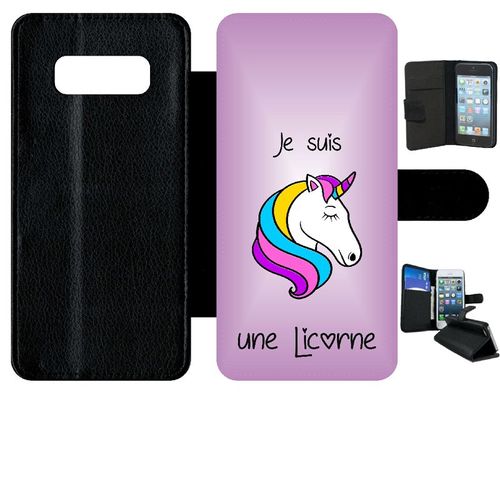 Etui A Rabat - Je Suis Une Licorne Fond Violet - Compatible Avec Samsung Galaxy Note 8.0 - Simili-Cuir - Bord Noir