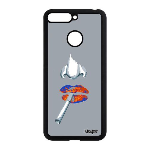 Coque Honor 7a Silicone Fumeur Artiste Jaune Telephone Levre Femme Abstrait Case