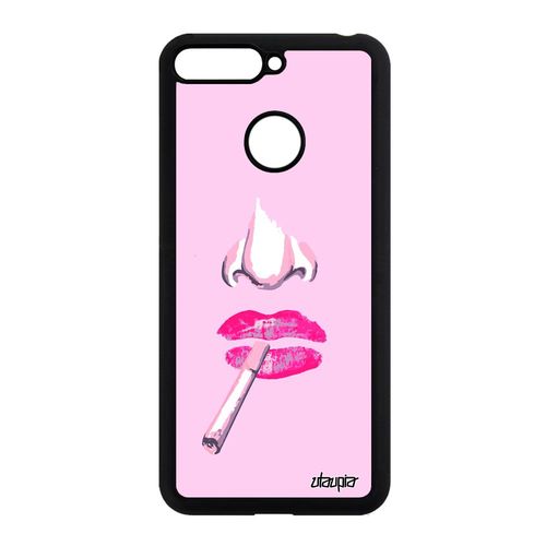 Coque Honor 7a Silicone Visage Abstrait Etui Smartphone Rose Gel Portable Femme