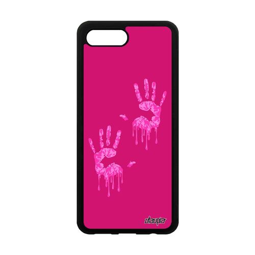 Coque Honor 10 Silicone Main Telephone Motif Empreinte Fantaisie Image Rose Deux