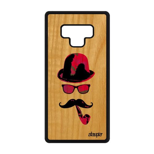Coque Note 9 Bois Silicone Monsieur Moustache Portable Frêne Rose Samsung Galaxy Note 9