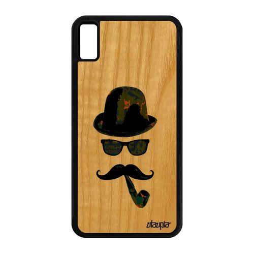 Coque Silicone Pour Iphone Xs Max Bois Homme Moustache Pipe Vert Pas Cher Iphone Xs Max