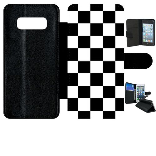 Etui A Rabat - Carr Noir Et Blanc Damier - Compatible Avec Samsung Galaxy Note 8.0 - Simili-Cuir - Bord Noir