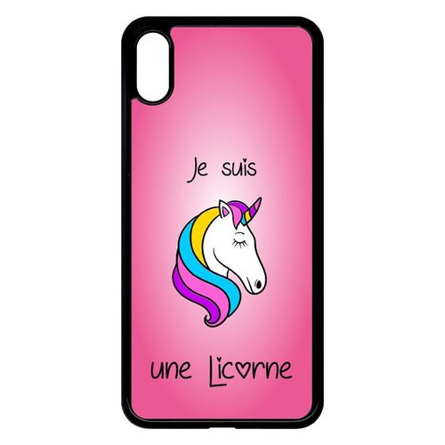 Coque Pour Smartphone - Je Suis Une Licorne Fond Rose - Compatible Avec Apple Iphone Xs Max - Plastique - Bord Noir