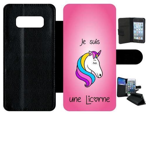 Etui A Rabat - Je Suis Une Licorne Fond Rose - Compatible Avec Samsung Galaxy Note 8.0 - Simili-Cuir - Bord Noir