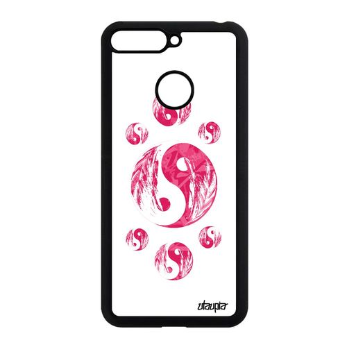 Coque Honor 7a Silicone Yin Et Yang Rose Japon Plume Tattoo Housse Bien & Mal De