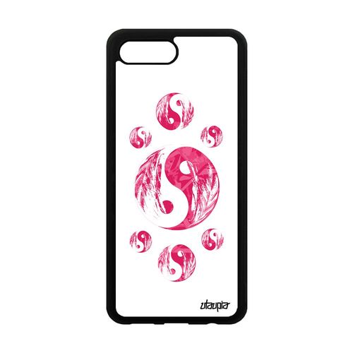 Coque Pour Honor 10 Silicone Yin Et Yang Antichoc Tattoo Plume Case Imprimé Rose