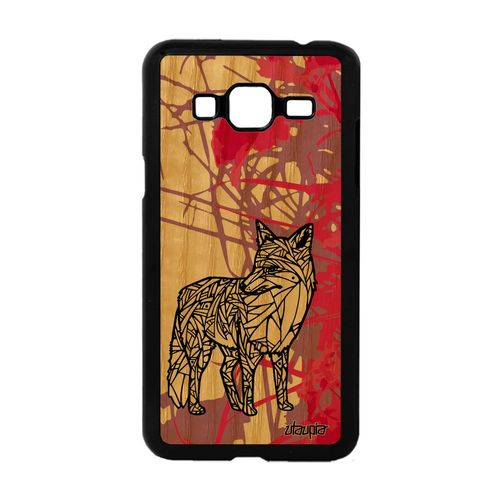 Coque Pour Samsung Galaxy J3 Bois Silicone Renard Coloré Antichoc Housse Rose De