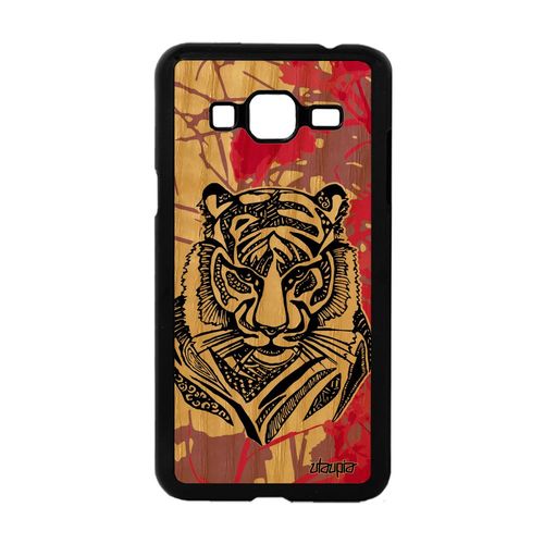Coque J3 Bois Silicone Tigre Dessin Fantaisie Rose Azteque Tribal Samsung Galaxy J3