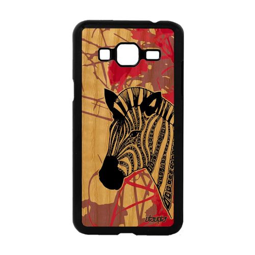 Coque Zebre J3 En Bois Silicone Etui Azteque Ethnique Animal Rose Samsung Galaxy J3