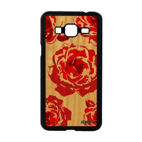 Coque Silicone Samsung Galaxy J3 En Bois Naturel Rose Fleur Petale De Etui Amour