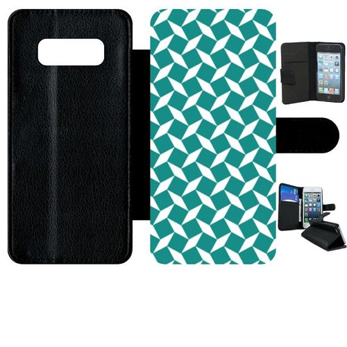 Etui A Rabat - Carreau Bleu Canard - Compatible Avec Samsung Galaxy Note 8.0 - Simili-Cuir - Bord Noir