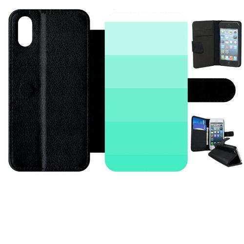 Etui A Rabat - Degrad Vert - Compatible Avec Apple Iphone Xs - Plastique - Bord Noir