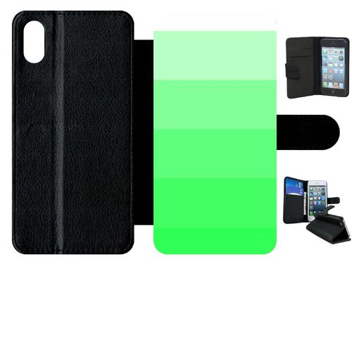 Etui A Rabat - Degrad Vert Fluo - Compatible Avec Apple Iphone Xs Max - Simili-Cuir - Bord Noir