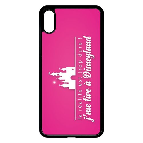 Coque Pour Smartphone - La Realite Est Tropdure Jme Tire A Disney Fond Rose - Compatible Avec Apple Iphone Xs Max - Plastique - Bord Noir