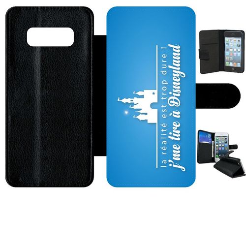 Etui A Rabat - La Realite Est Tropdure Jme Tire A Disney Fond Turquoise - Compatible Avec Samsung Galaxy Note 8.0 - Simili-Cuir - Bord Noir