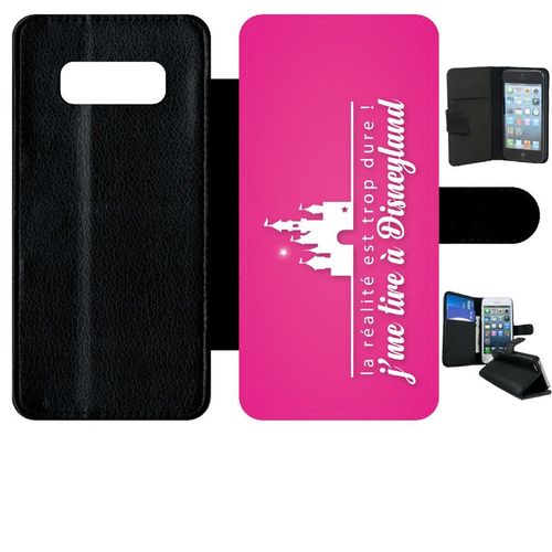 Etui A Rabat - La Realite Est Tropdure Jme Tire A Disney Fond Rose - Compatible Avec Samsung Galaxy Note 8.0 - Simili-Cuir - Bord Noir