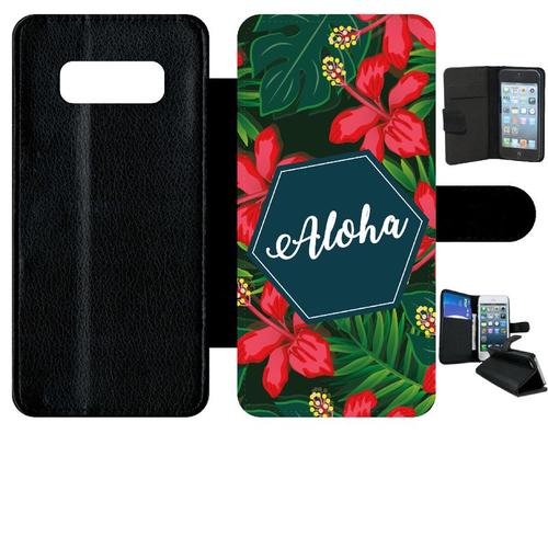 Etui A Rabat - Aloha Tropical Fond Vert - Compatible Avec Samsung Galaxy Note 8.0 - Simili-Cuir - Bord Noir