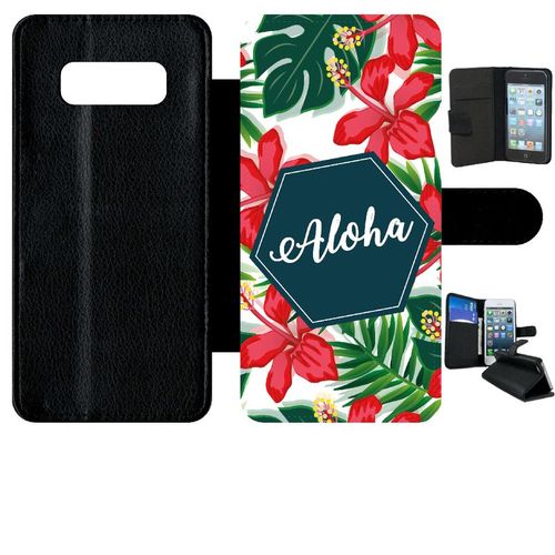 Etui A Rabat - Aloha Tropical Fond Blanc - Compatible Avec Samsung Galaxy Note 8.0 - Simili-Cuir - Bord Noir