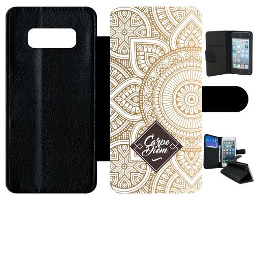 Etui A Rabat - Carpe Diem Modif Orient Fond Blanc - Compatible Avec Samsung Galaxy Note 8.0 - Simili-Cuir - Bord Noir
