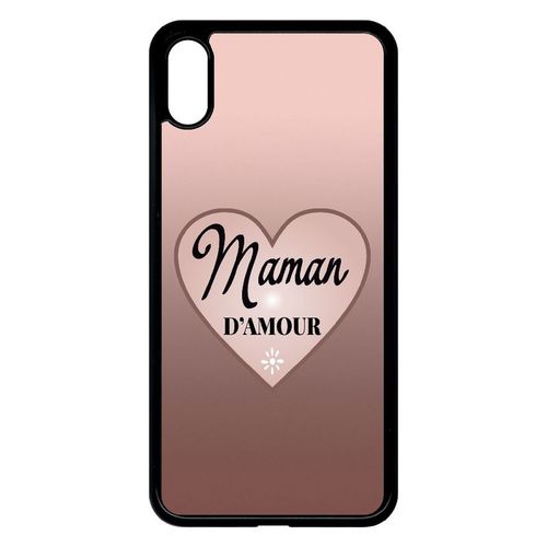 Coque Pour Smartphone - Maman D Amour Dgrad De Rose - Compatible Avec Apple Iphone Xs Max - Plastique - Bord Noir