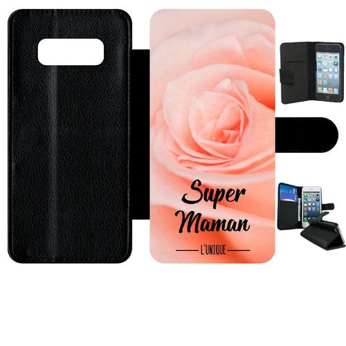 Etui A Rabat - Super Maman L Unique Fond Fleur Rose - Compatible Avec Samsung Galaxy Note 8.0 - Simili-Cuir - Bord Noir