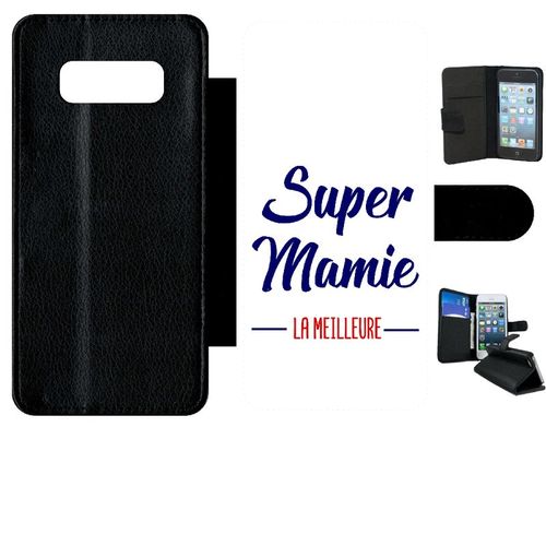 Etui A Rabat - Super Mamie La Meilleure Fond Blanc - Compatible Avec Samsung Galaxy Note 8.0 - Simili-Cuir - Bord Noir