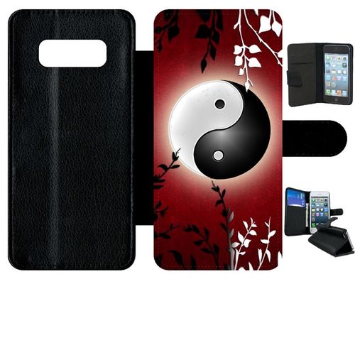 Etui A Rabat - Ying Yang Rouge - Compatible Avec Samsung Galaxy Note 8.0 - Simili-Cuir - Bord Noir