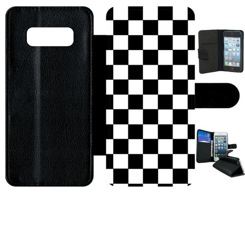 Etui A Rabat - Dammier Noir Et Blanc - Compatible Avec Samsung Galaxy Note 8.0 - Simili-Cuir - Bord Noir