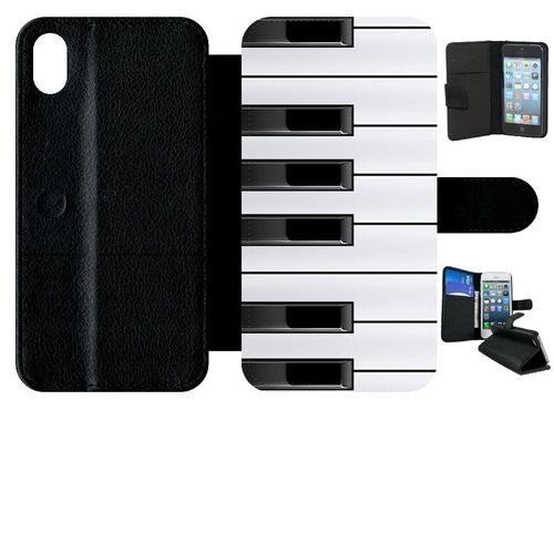 Etui A Rabat - Touche De Piano Noir Et Blanc - Compatible Avec Apple Iphone Xr - Simili-Cuir - Bord Noir