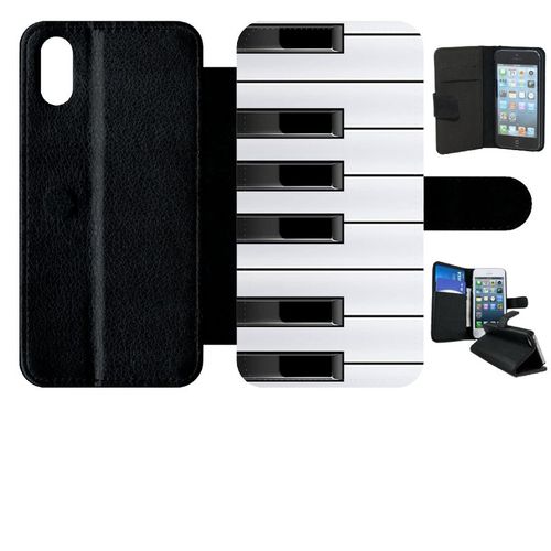 Etui A Rabat - Touche De Piano Noir Et Blanc - Compatible Avec Apple Iphone Xs - Plastique - Bord Noir