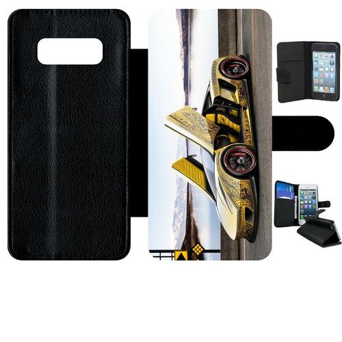 Etui A Rabat - Tuning Voiture Jaune - Compatible Avec Samsung Galaxy Note 8.0 - Simili-Cuir - Bord Noir