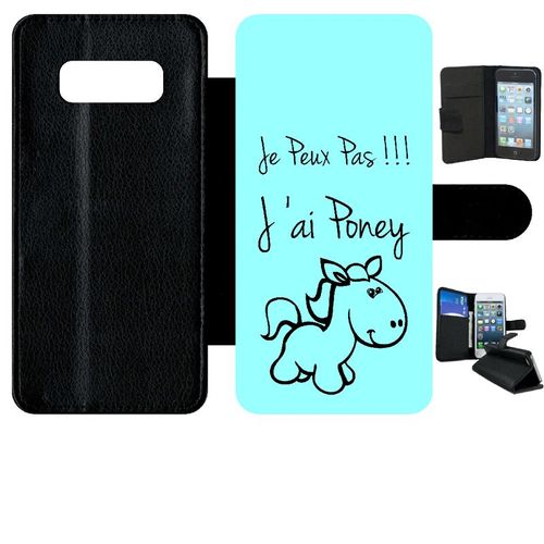 Etui A Rabat - Citation Poney Turquoise - Compatible Avec Samsung Galaxy Note 8.0 - Simili-Cuir - Bord Noir