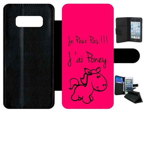 Etui A Rabat - Citation Poney Rose - Compatible Avec Samsung Galaxy Note 8.0 - Simili-Cuir - Bord Noir