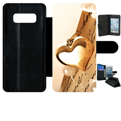 Etui A Rabat - Coeur D'or Sur Livre - Compatible Avec Samsung Galaxy Note 8.0 - Simili-Cuir - Bord Noir