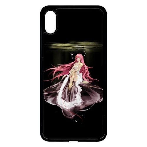 Coque Pour Smartphone - Manga Fille Cheveux Rose - Compatible Avec Apple Iphone Xs Max - Plastique - Bord Noir