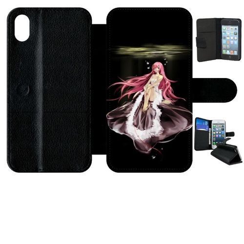 Etui A Rabat - Manga Fille Cheveux Rose - Compatible Avec Apple Iphone Xr - Simili-Cuir - Bord Noir
