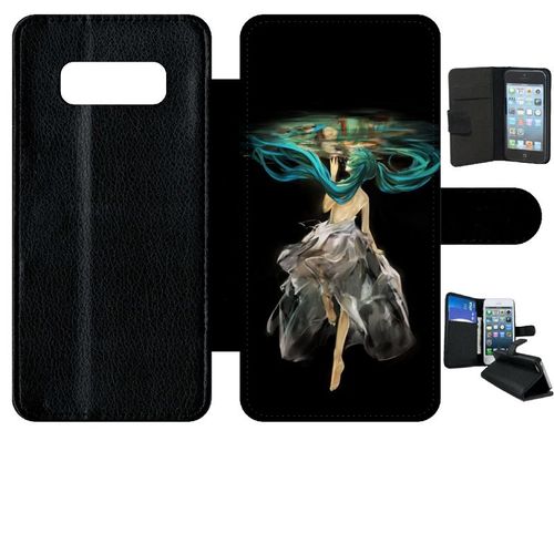 Etui A Rabat - Manga Fille Cheveux Bleu - Compatible Avec Samsung Galaxy Note 8.0 - Simili-Cuir - Bord Noir