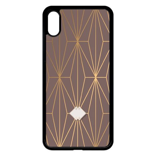 Coque Pour Smartphone - Losange Geometrique Beige Et Or - Compatible Avec Apple Iphone Xs Max - Plastique - Bord Noir