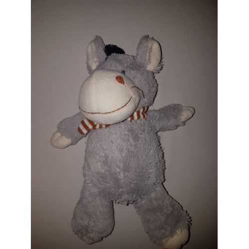 Doudou Ane Sandy Gris Blanc Marron Rayé Écharpe Jouet Bebe Naissance Peluche Éveil Enfant Comfort Blanket Comforter Soft Toys 36 Cm