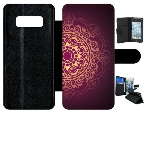 Etui A Rabat - Oriental Fond Mauve Et Or - Compatible Avec Samsung Galaxy Note 8.0 - Simili-Cuir - Bord Noir