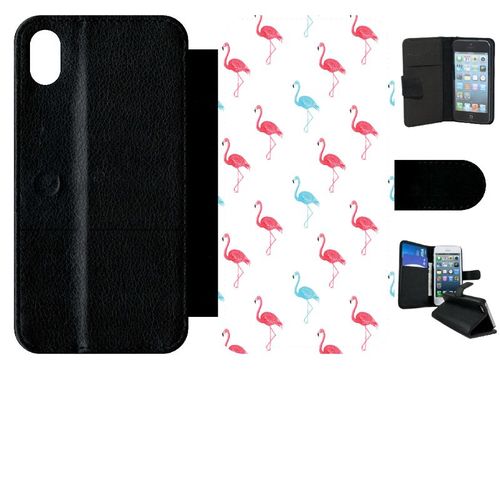Etui A Rabat - Flamand Rose - Compatible Avec Apple Iphone Xr - Simili-Cuir - Bord Noir