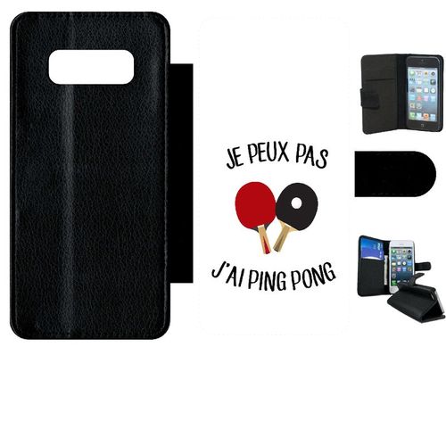 Etui A Rabat - Je Peux Pas J Ai Ping Pong Fond Blanc - Compatible Avec Samsung Galaxy Note 8.0 - Simili-Cuir - Bord Noir