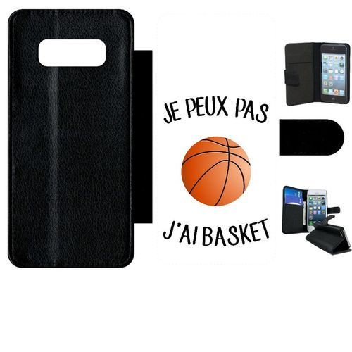Etui A Rabat - Je Peux Pas J Ai Basket Fond Blanc - Compatible Avec Samsung Galaxy Note 8.0 - Simili-Cuir - Bord Noir