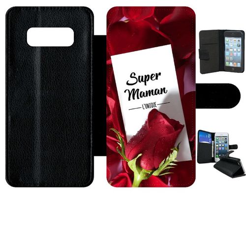 Etui A Rabat - Super Maman L Unique Fond Rose Rouge - Compatible Avec Samsung Galaxy Note 8.0 - Simili-Cuir - Bord Noir