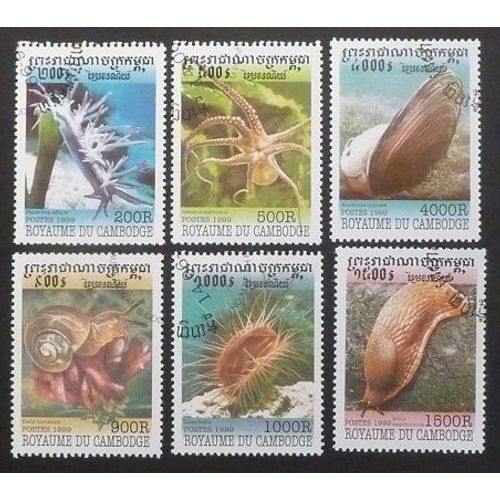Cambodge Oblitére Lot De 6 Timbres De 1999 Molusques